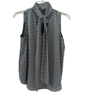 Black and White Houndstooth Sleeveless Top Petite XS